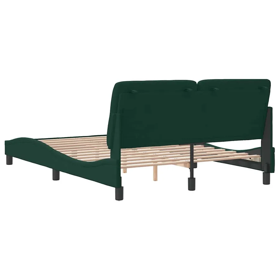 Cadre de lit sans matelas vert foncé 120x200 cm velours - 7