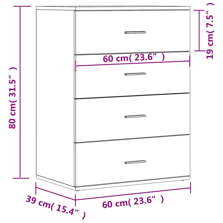 Buffet blanc 60x39x80 cm bois d’ingénierie - 11