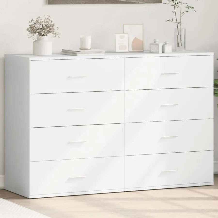 Buffets 2 pcs blanc 60x39x80 cm bois d’ingénierie