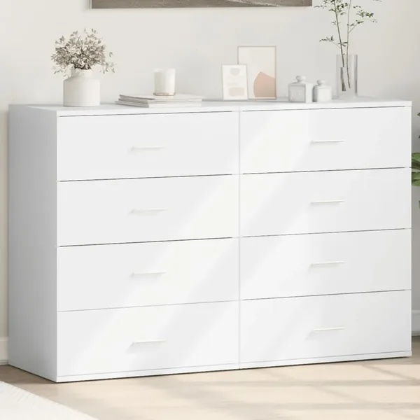 Buffets 2 pcs blanc 60x39x80 cm bois d’ingénierie