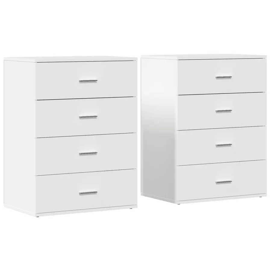 Buffets 2 pcs blanc 60x39x80 cm bois d’ingénierie - 2