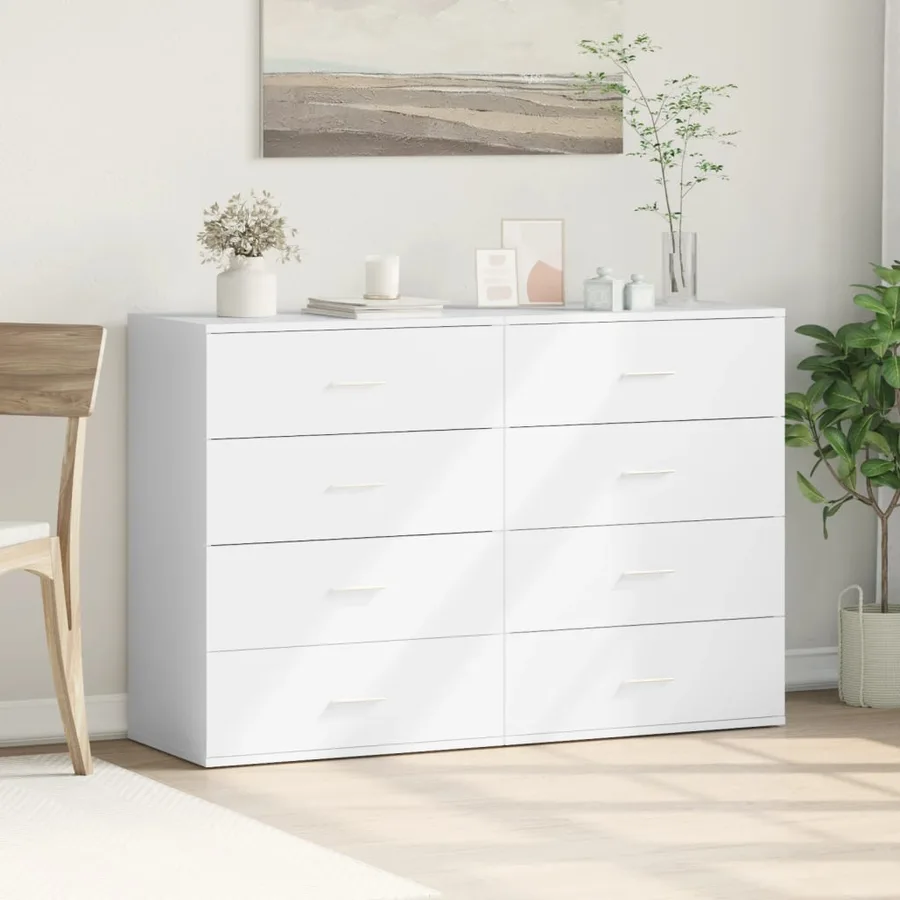 Buffets 2 pcs blanc 60x39x80 cm bois d’ingénierie - 3