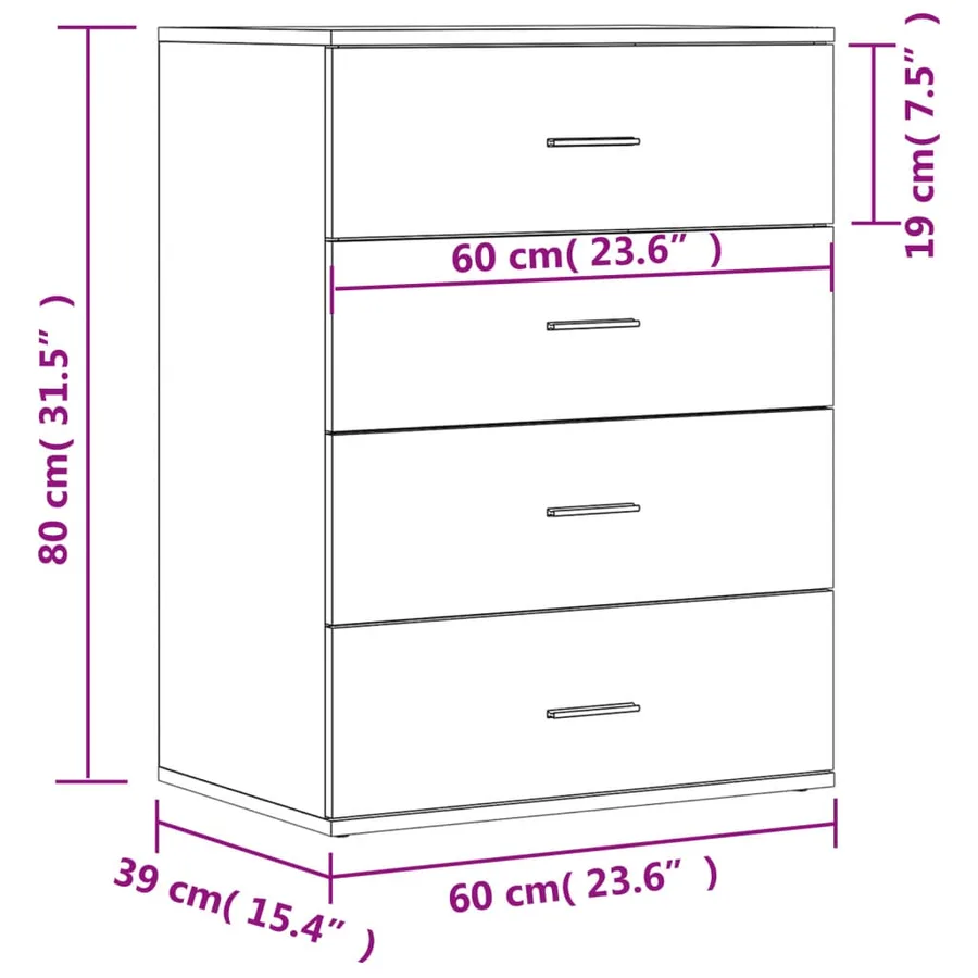 Buffet chêne fumé 60x39x80 cm bois d'ingénierie - 11