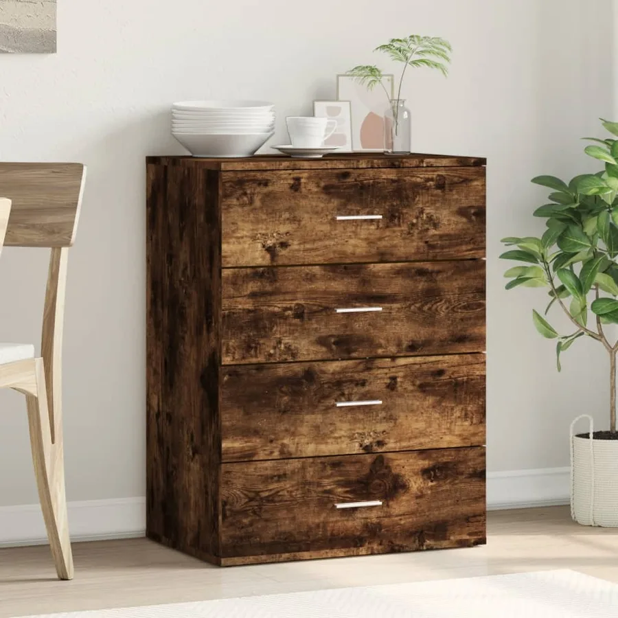 Buffet chêne fumé 60x39x80 cm bois d'ingénierie - 3
