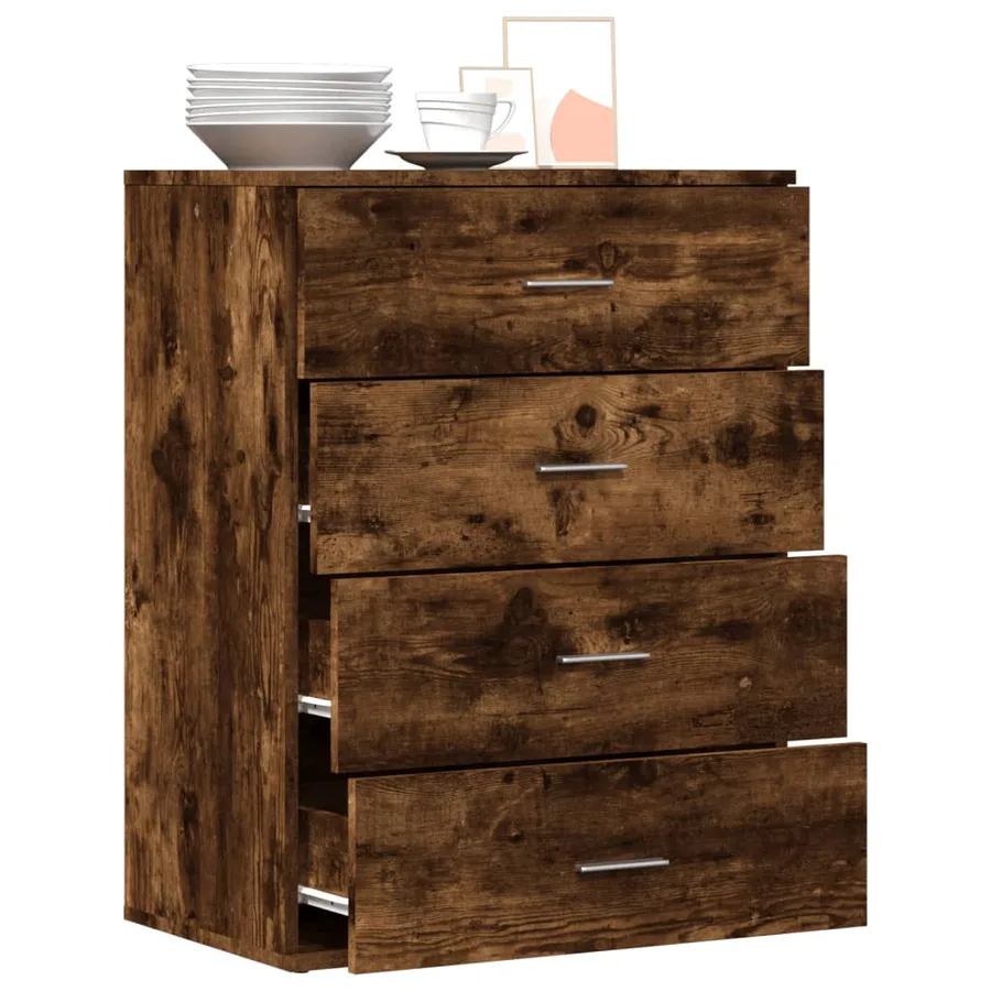 Buffet chêne fumé 60x39x80 cm bois d'ingénierie - 4