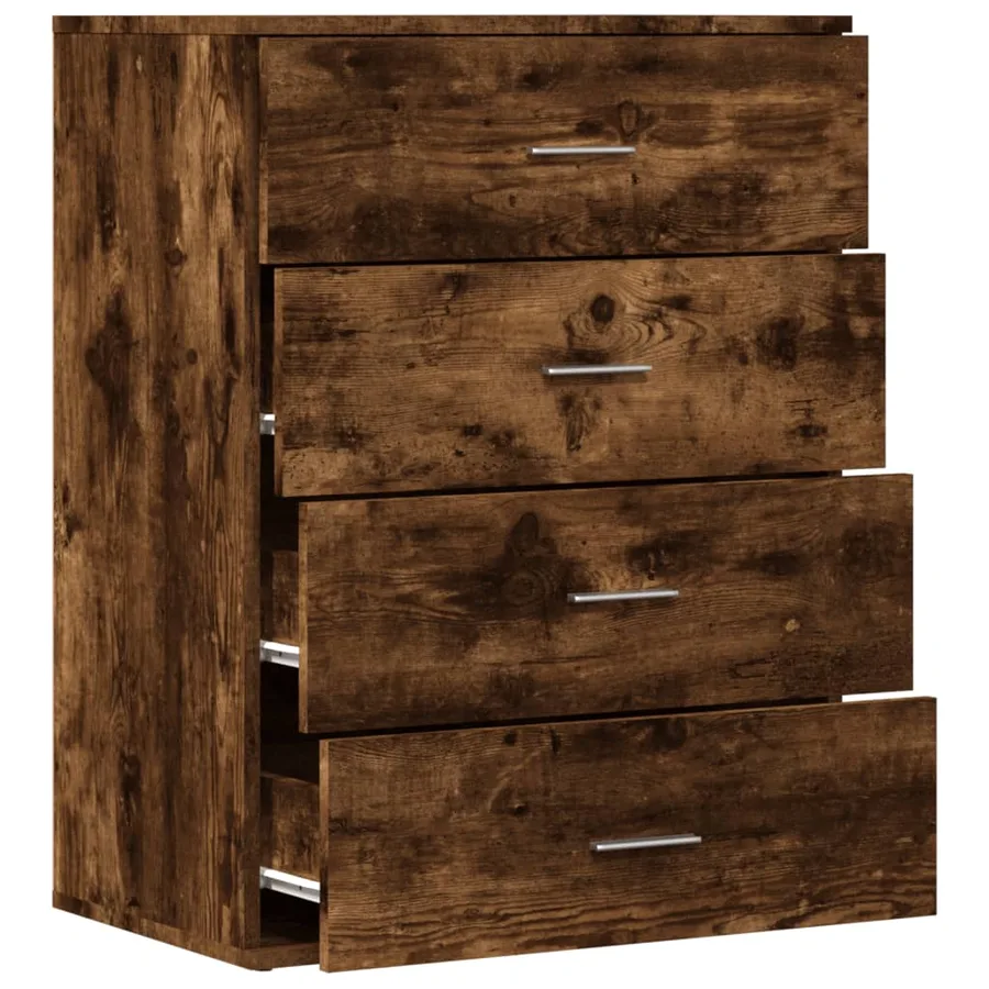 Buffet chêne fumé 60x39x80 cm bois d'ingénierie - 6