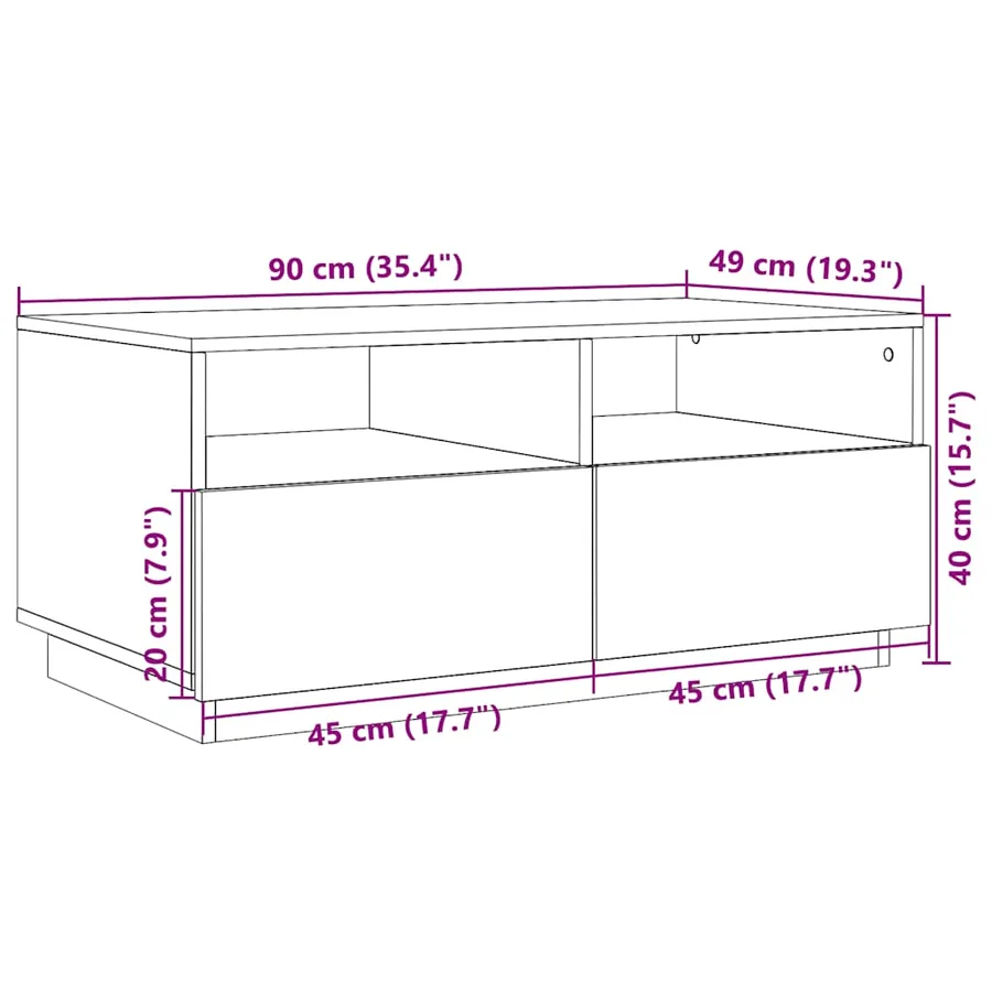 Table basse avec lumières LED chêne sonoma 90x49x40 cm - 13