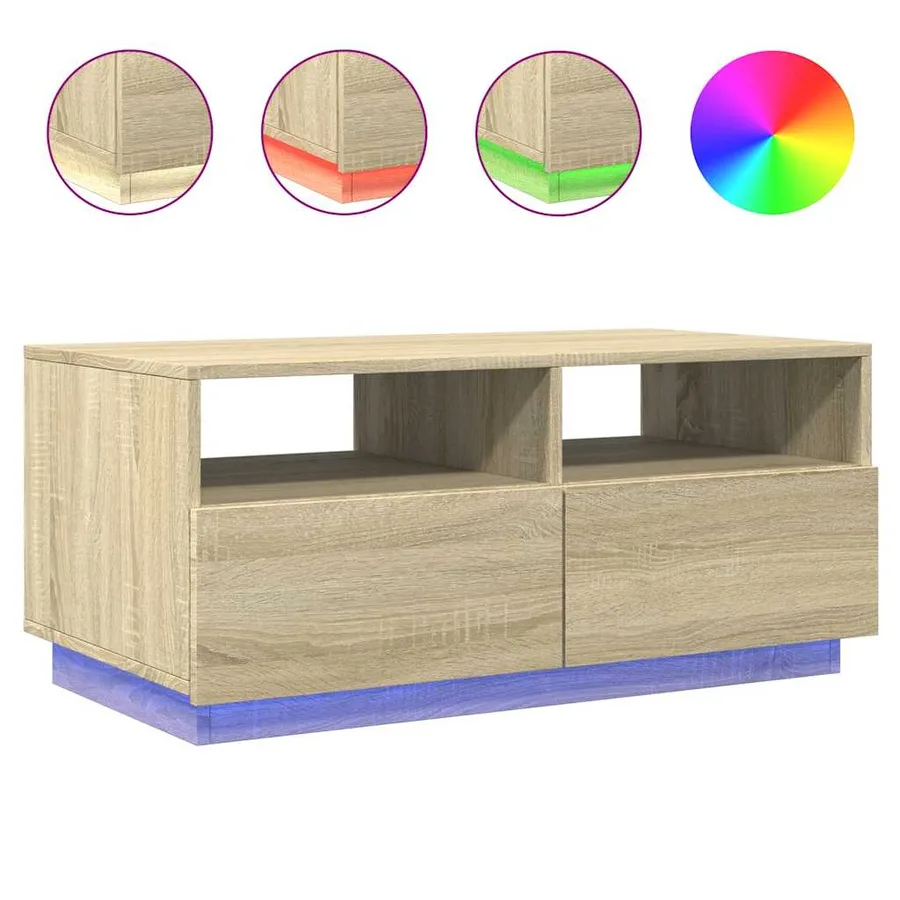 Table basse avec lumières LED chêne sonoma 90x49x40 cm - 2