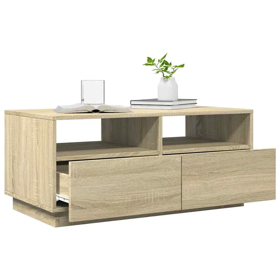 Table basse avec lumières LED chêne sonoma 90x49x40 cm - 4