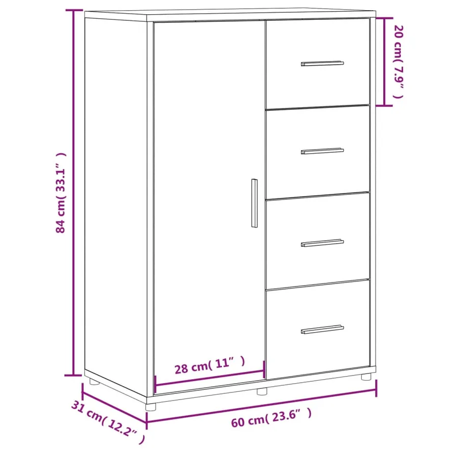 Buffet chêne marron 60x31x84 cm bois d'ingénierie - 11