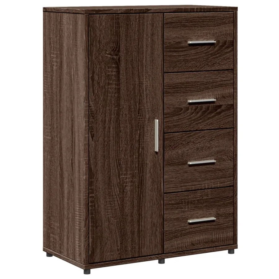 Buffet chêne marron 60x31x84 cm bois d'ingénierie - 2