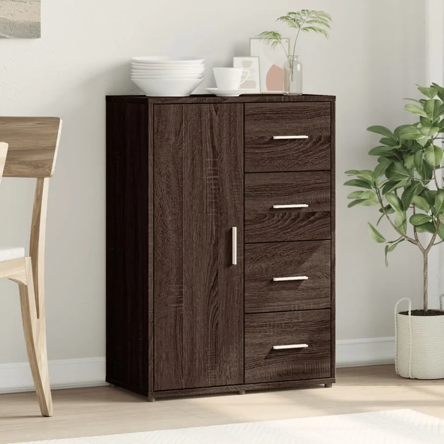 Buffet chêne marron 60x31x84 cm bois d'ingénierie - 3