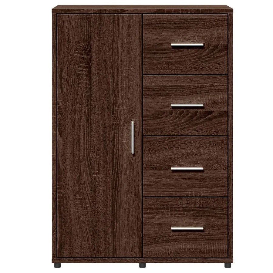 Buffet chêne marron 60x31x84 cm bois d'ingénierie - 5