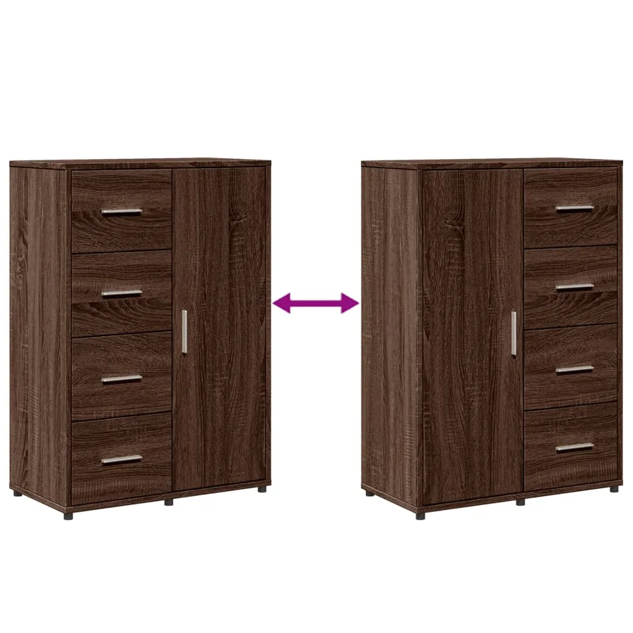 Buffet chêne marron 60x31x84 cm bois d'ingénierie - 9