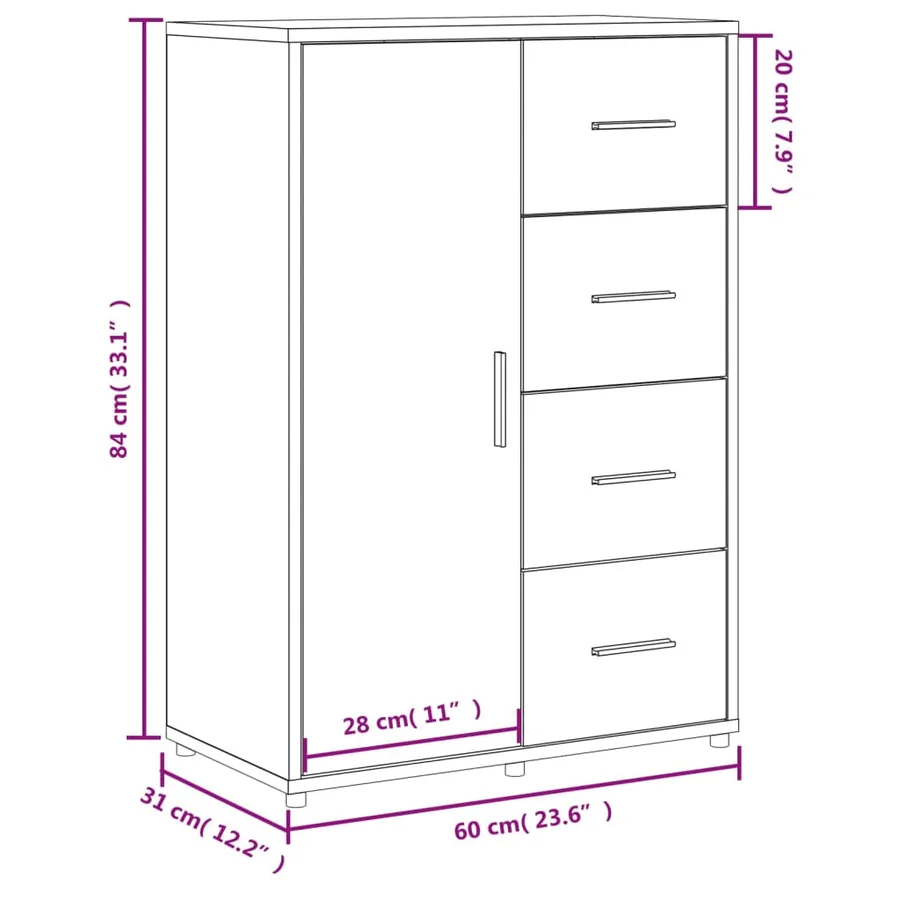 Buffet blanc 60x31x84 cm bois d'ingénierie - 11