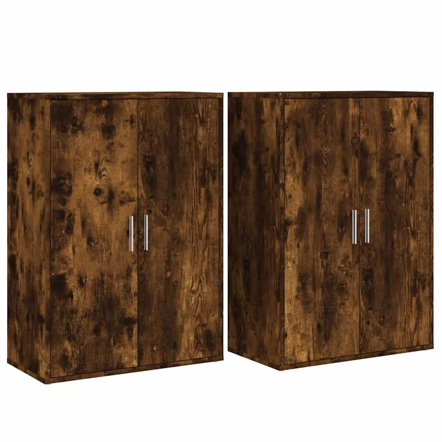 Buffets 2 pcs chêne fumé 60x31x84 cm bois d'ingénierie - 2