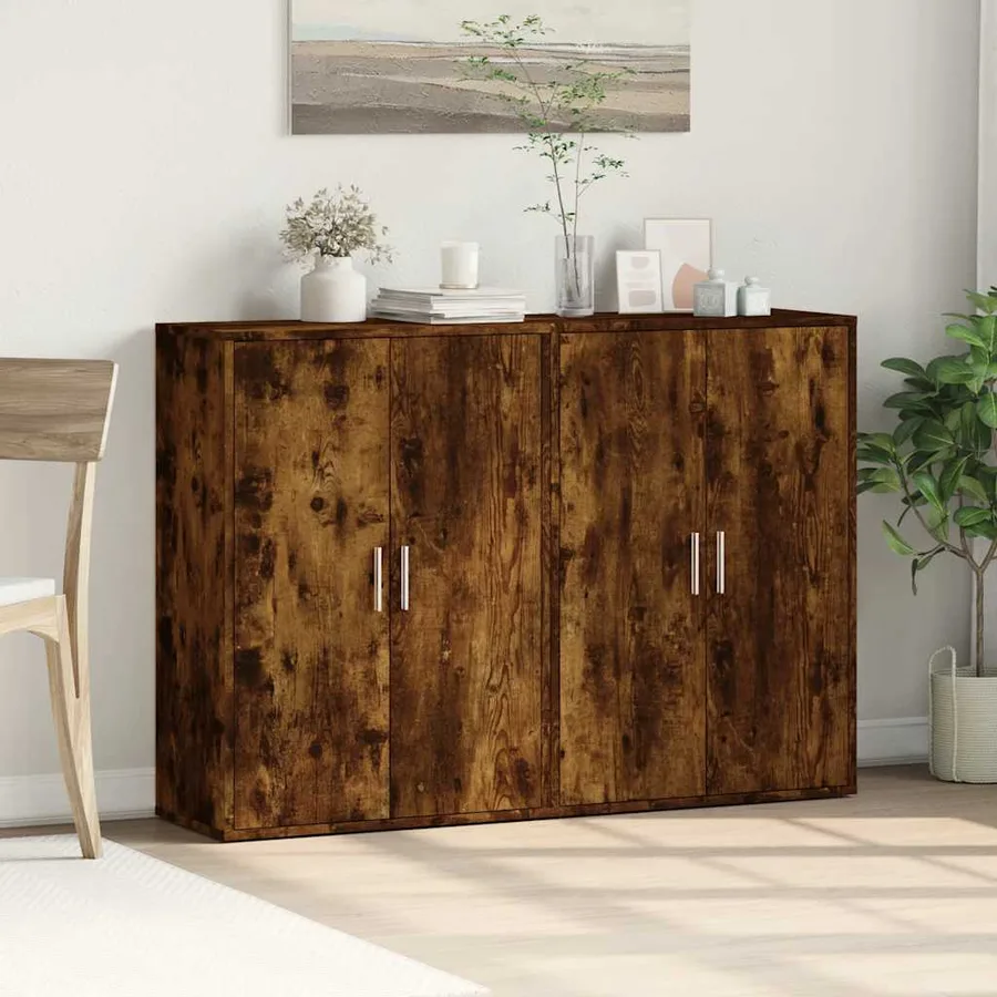 Buffets 2 pcs chêne fumé 60x31x84 cm bois d'ingénierie - 3