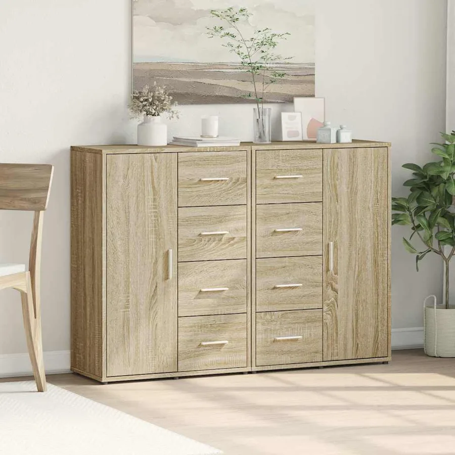 Buffets 2 pcs chêne sonoma 60x31x84 cm bois d'ingénierie - 3
