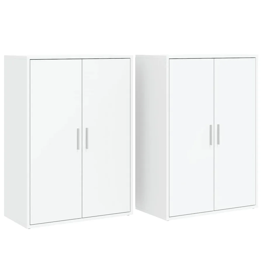 Buffets 2 pcs blanc 60x31x84 cm bois d'ingénierie - 2