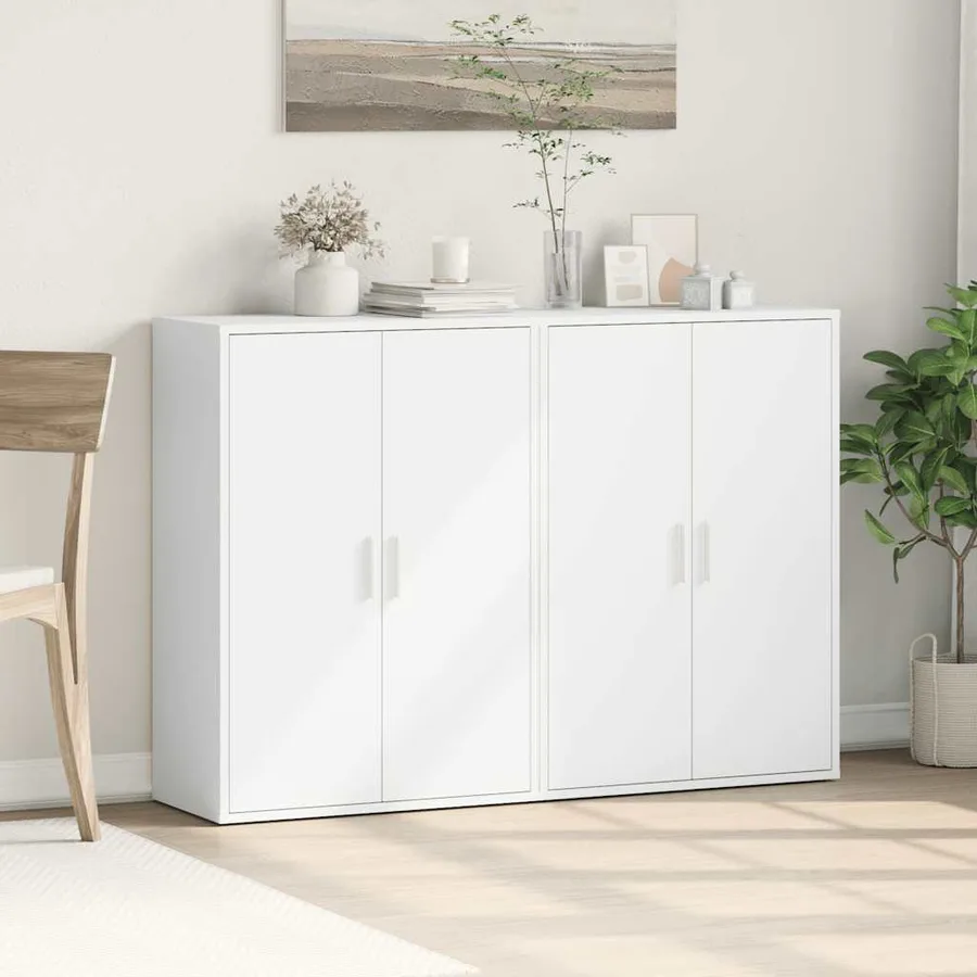 Buffets 2 pcs blanc 60x31x84 cm bois d'ingénierie - 3