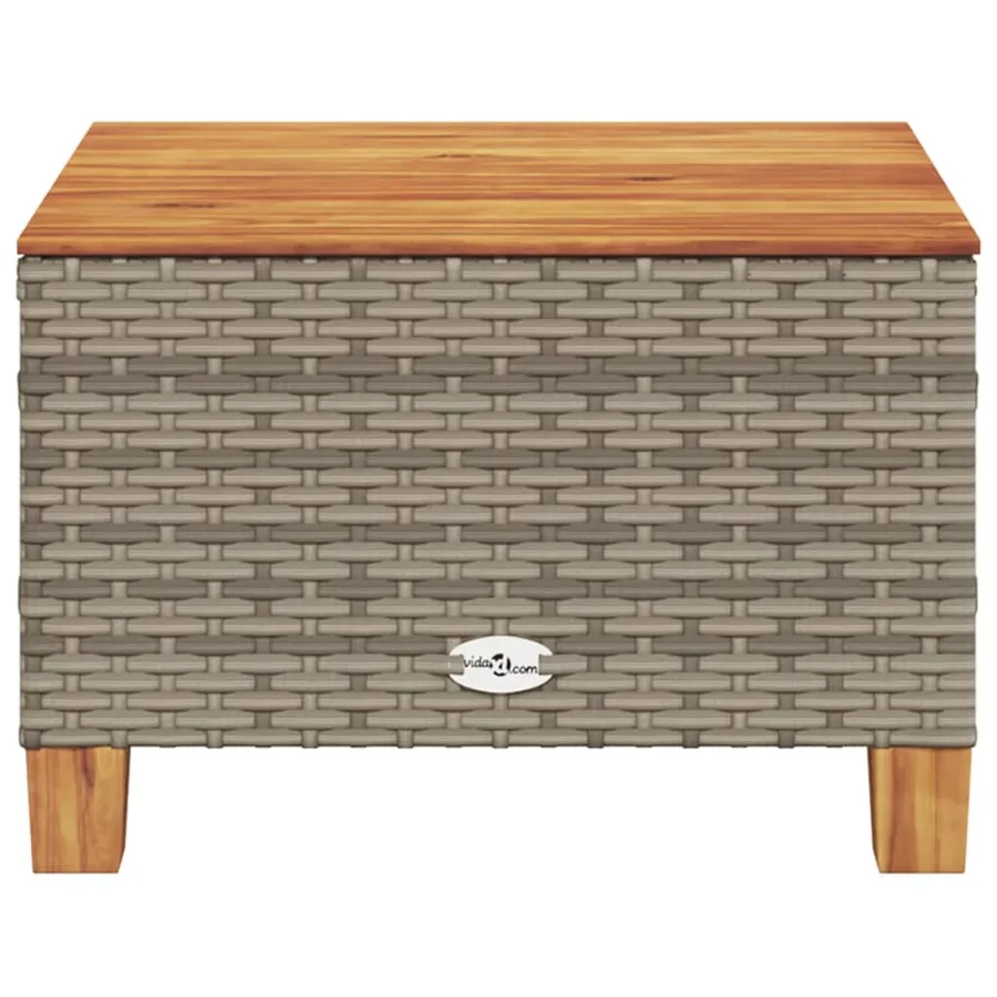 Table de jardin gris 55x55x36 cm résine tressée et bois acacia - 4