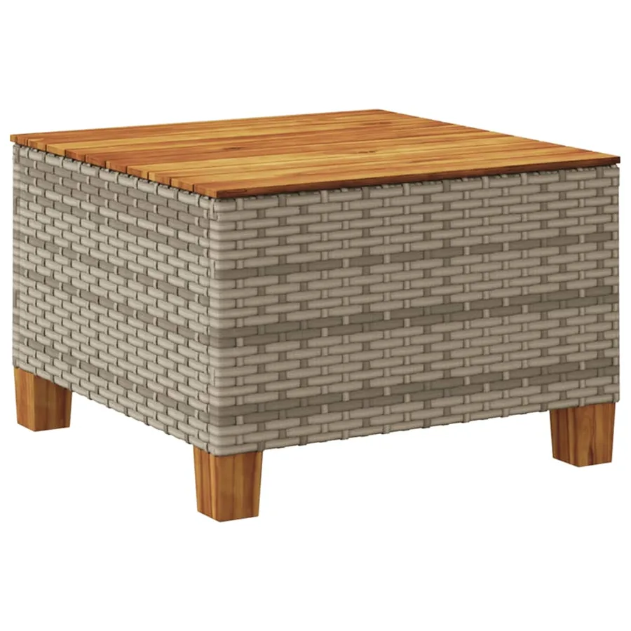 Table de jardin gris 55x55x36 cm résine tressée et bois acacia - 6