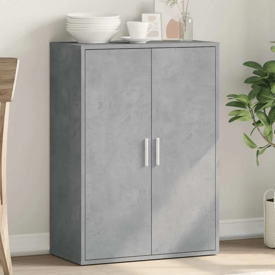 Buffet gris béton 60x31x84 cm bois d'ingénierie