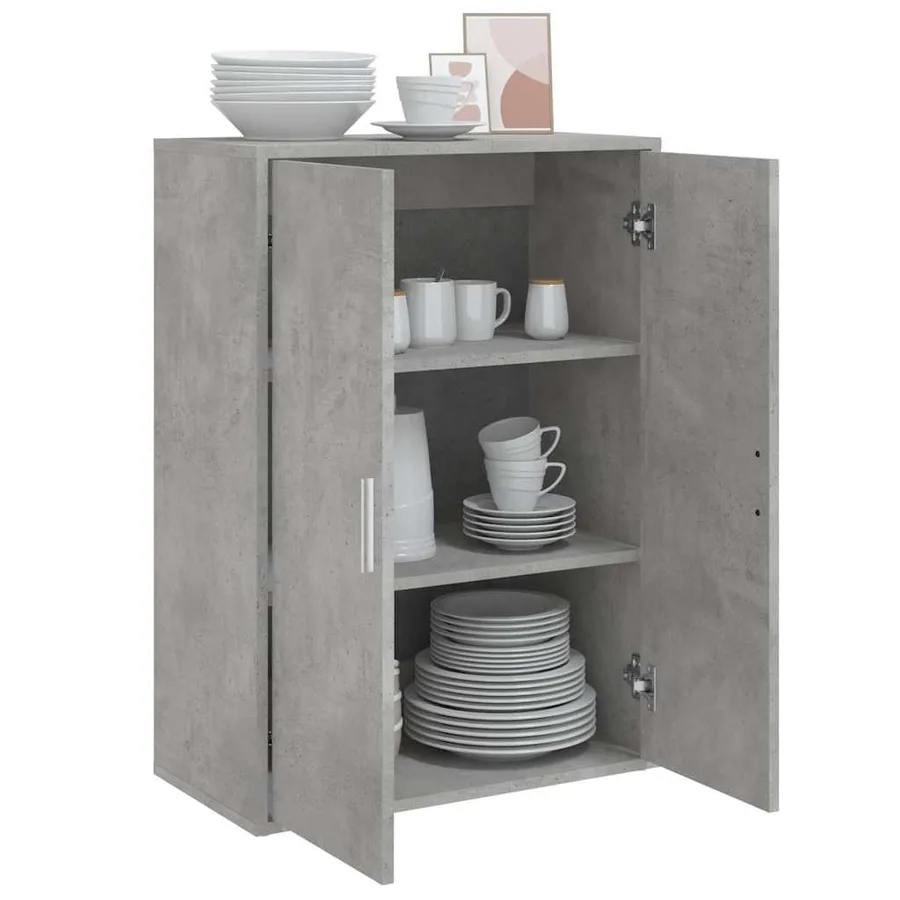 Buffet gris béton 60x31x84 cm bois d'ingénierie - 4