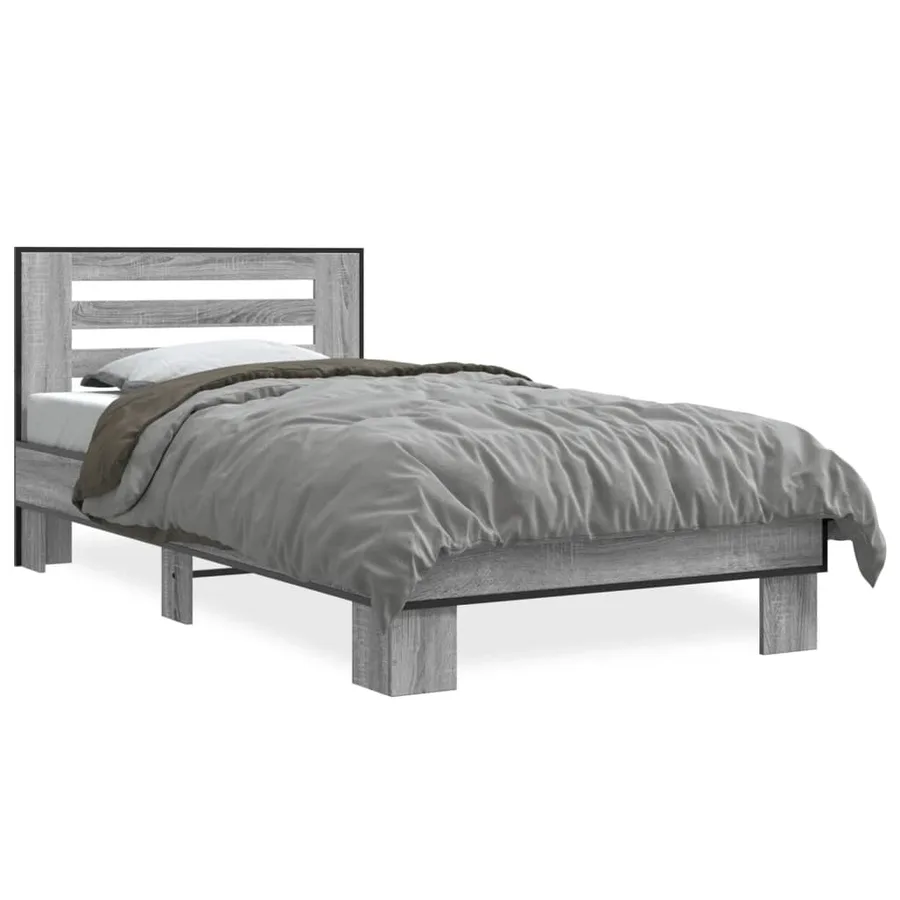 Cadre de lit sans matelas sonoma gris 75x190 cm - 2