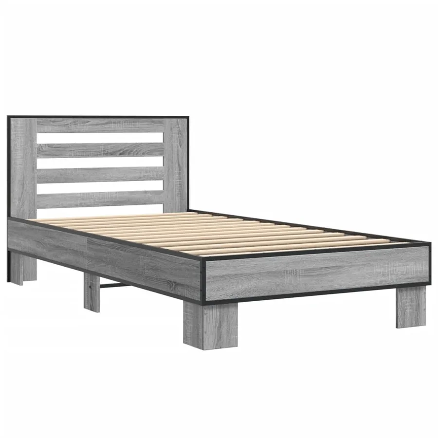 Cadre de lit sans matelas sonoma gris 75x190 cm - 3