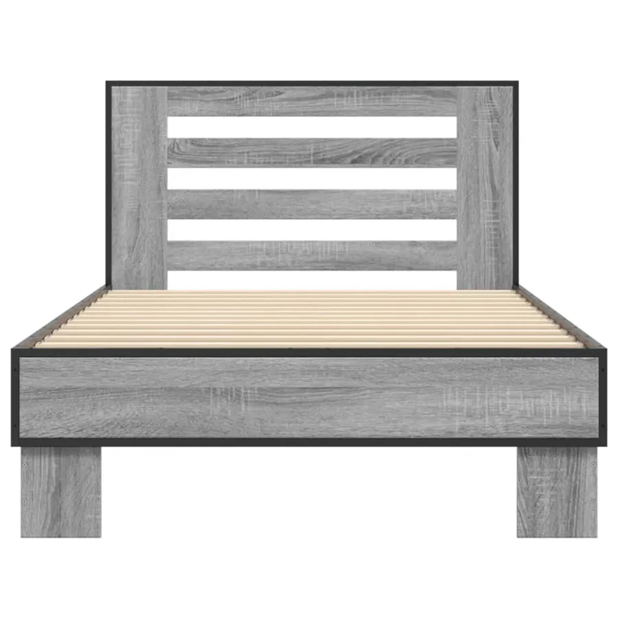Cadre de lit sans matelas sonoma gris 75x190 cm - 4