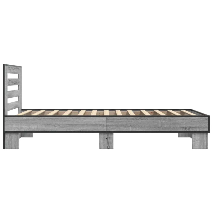Cadre de lit sans matelas sonoma gris 75x190 cm - 5