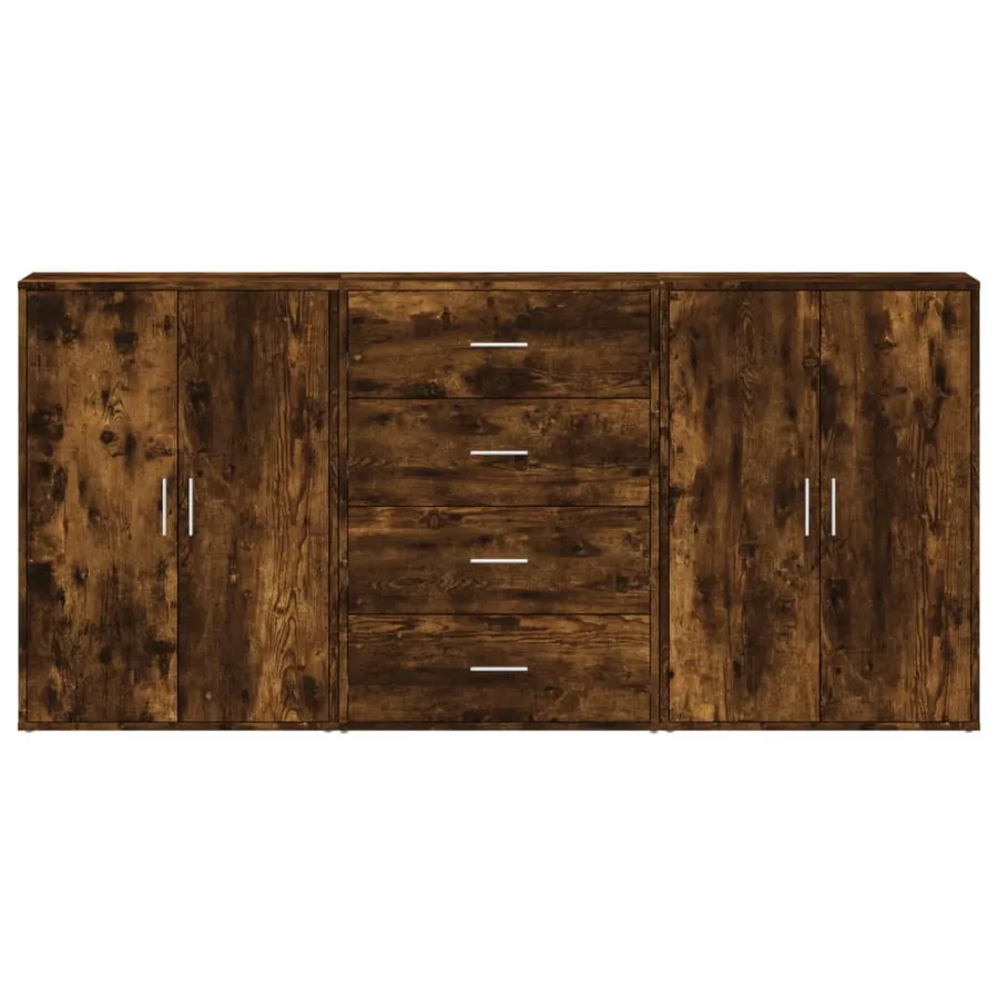 Buffets 3 pcs chêne fumé 60x31x84 cm bois d'ingénierie - 4