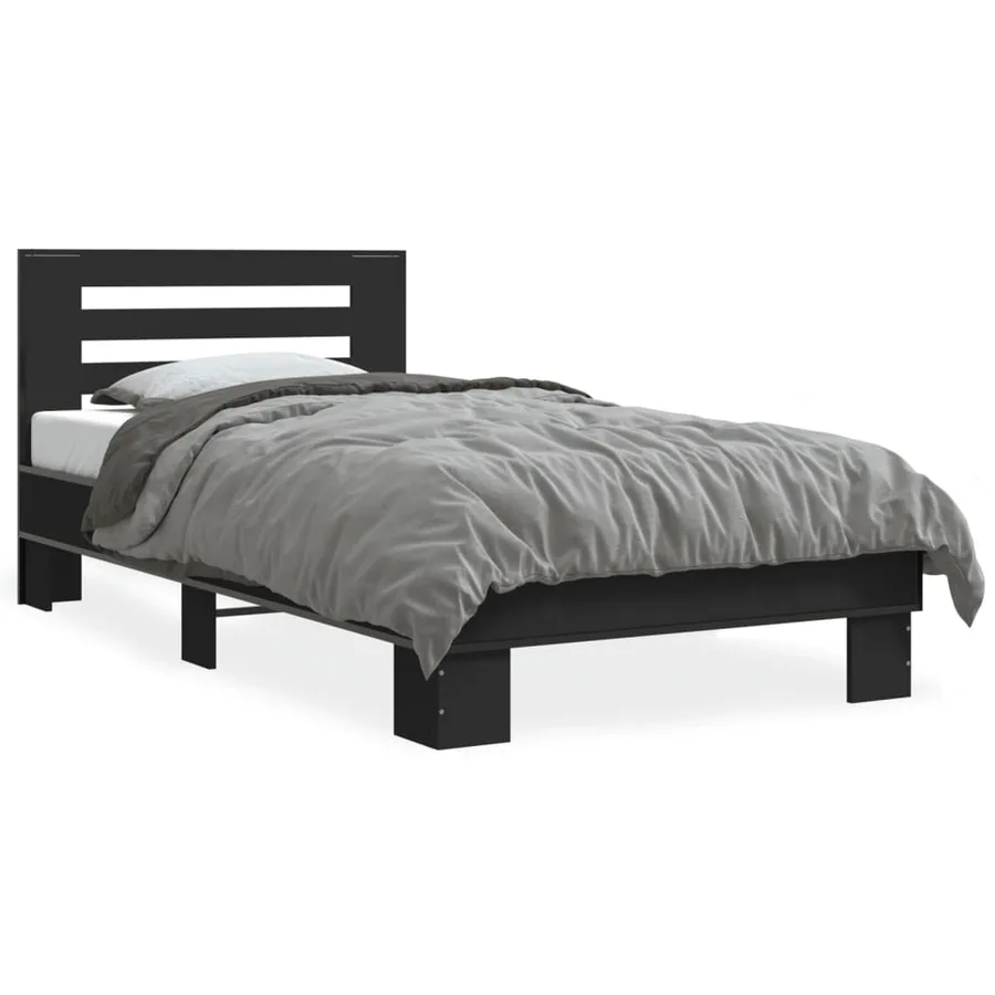 Cadre de lit sans matelas noir 75x190 cm - 2