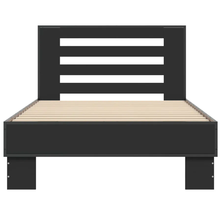 Cadre de lit sans matelas noir 75x190 cm - 4