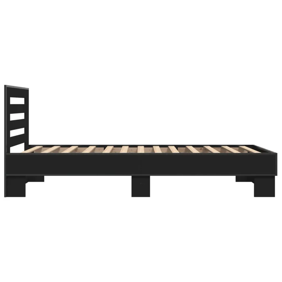 Cadre de lit sans matelas noir 75x190 cm - 5