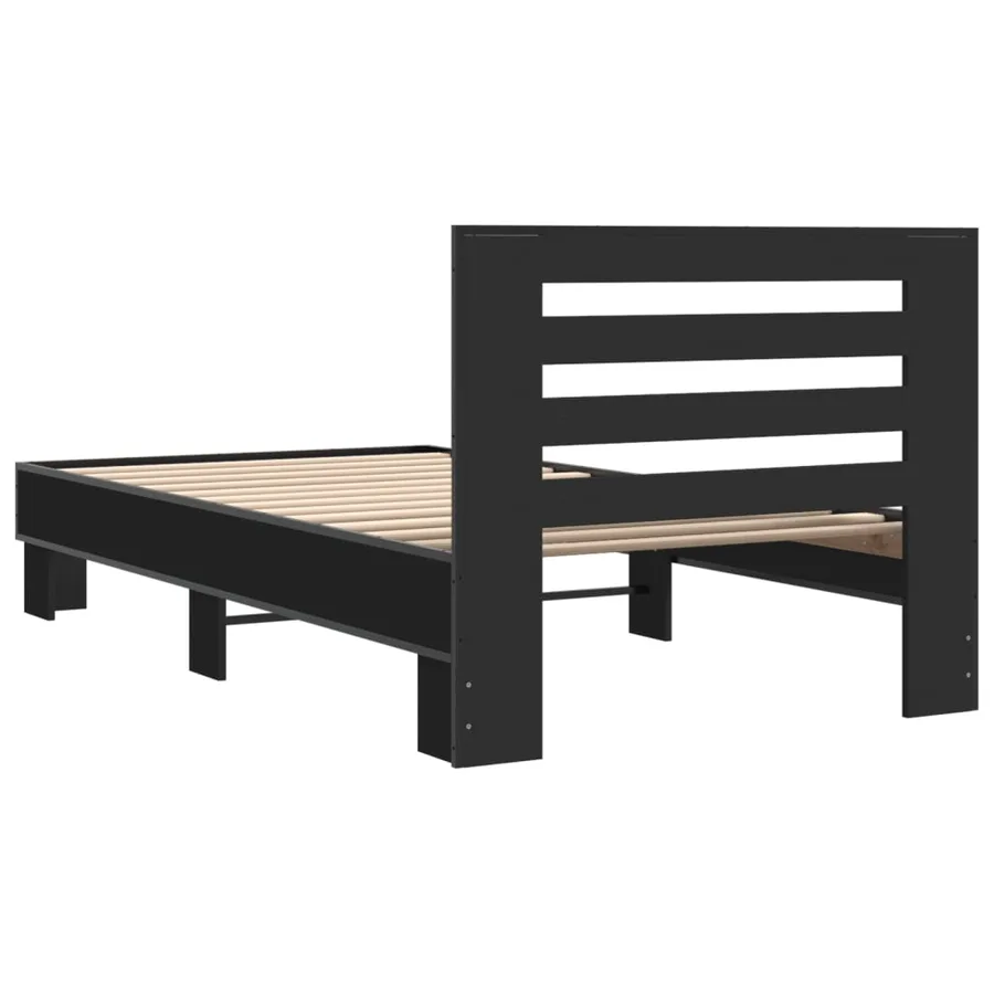 Cadre de lit sans matelas noir 75x190 cm - 6