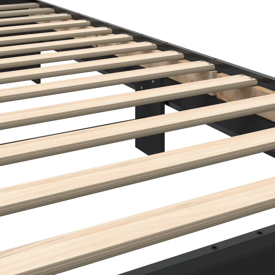 Cadre de lit sans matelas noir 75x190 cm - 7