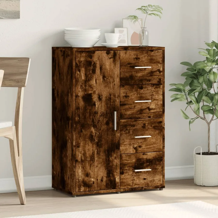 Buffet chêne fumé 60x31x84 cm bois d'ingénierie - 3