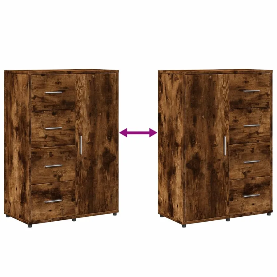 Buffet chêne fumé 60x31x84 cm bois d'ingénierie - 8