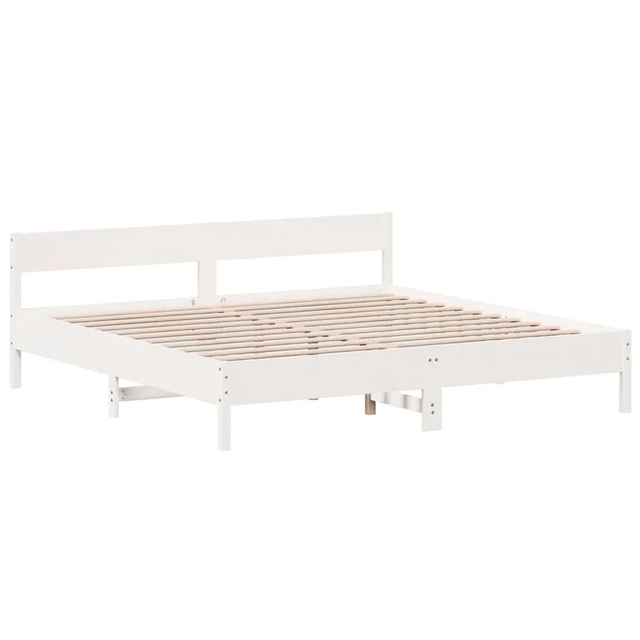 Cadre de lit et tête de lit blanc 200x200 cm bois de pin massif - 2