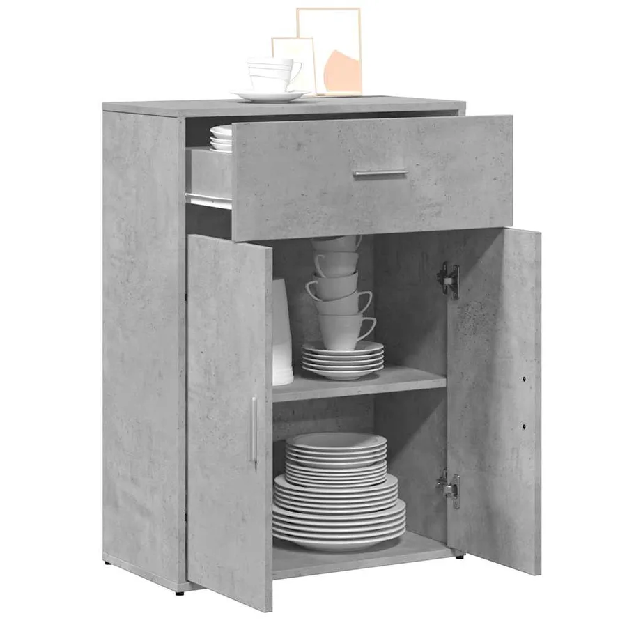 Buffet gris béton 60x30x84 cm bois d'ingénierie - 4