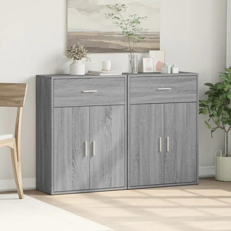 Buffets 2 pcs sonoma gris 60x30x84 cm bois d'ingénierie - 3