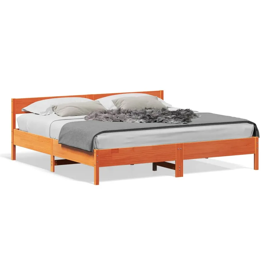 Cadre de lit sans matelas cire marron 180x200cm bois pin massif - 2