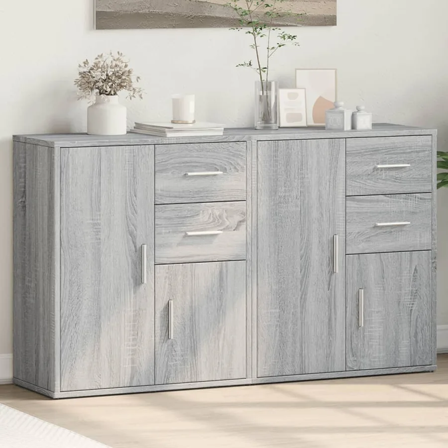 Buffets 2 pcs sonoma gris 60x31x70 cm bois d'ingénierie