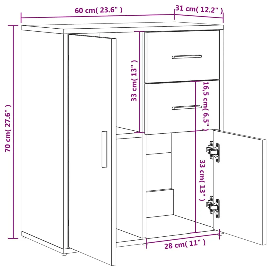 Buffets 2 pcs sonoma gris 60x31x70 cm bois d'ingénierie - 11