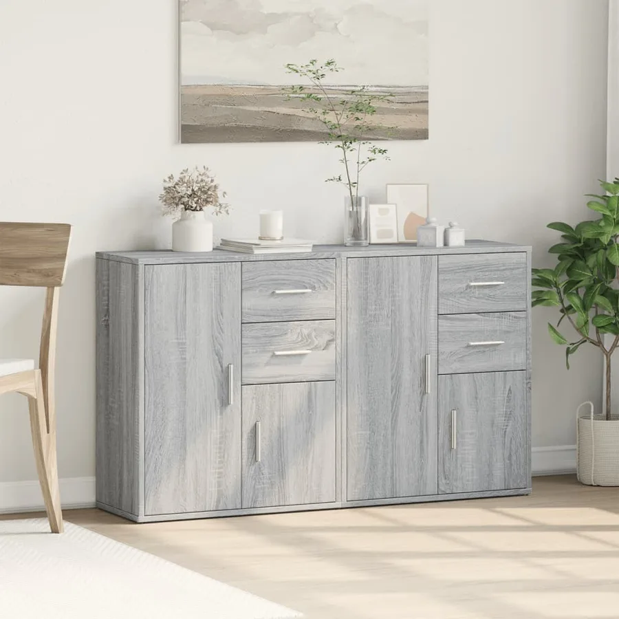 Buffets 2 pcs sonoma gris 60x31x70 cm bois d'ingénierie - 3
