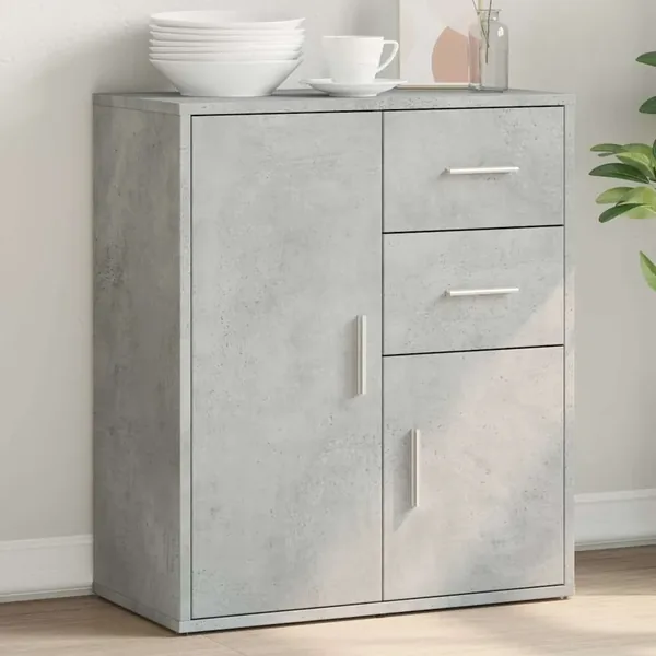 Buffet gris béton 60x31x70 cm bois d'ingénierie