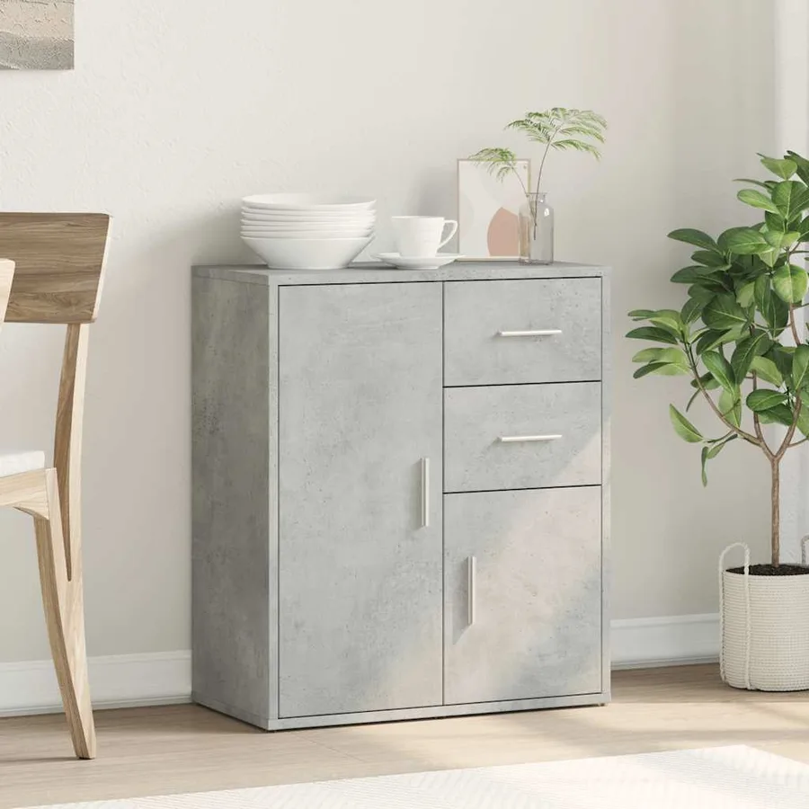 Buffet gris béton 60x31x70 cm bois d'ingénierie - 3