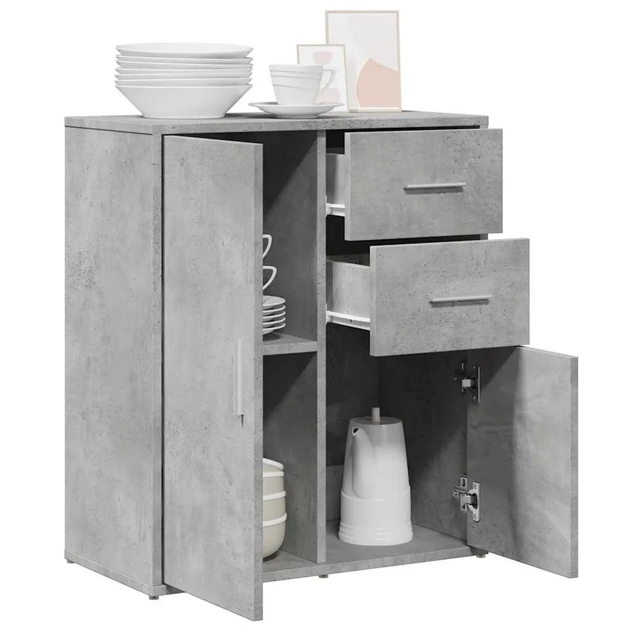 Buffet gris béton 60x31x70 cm bois d'ingénierie - 4